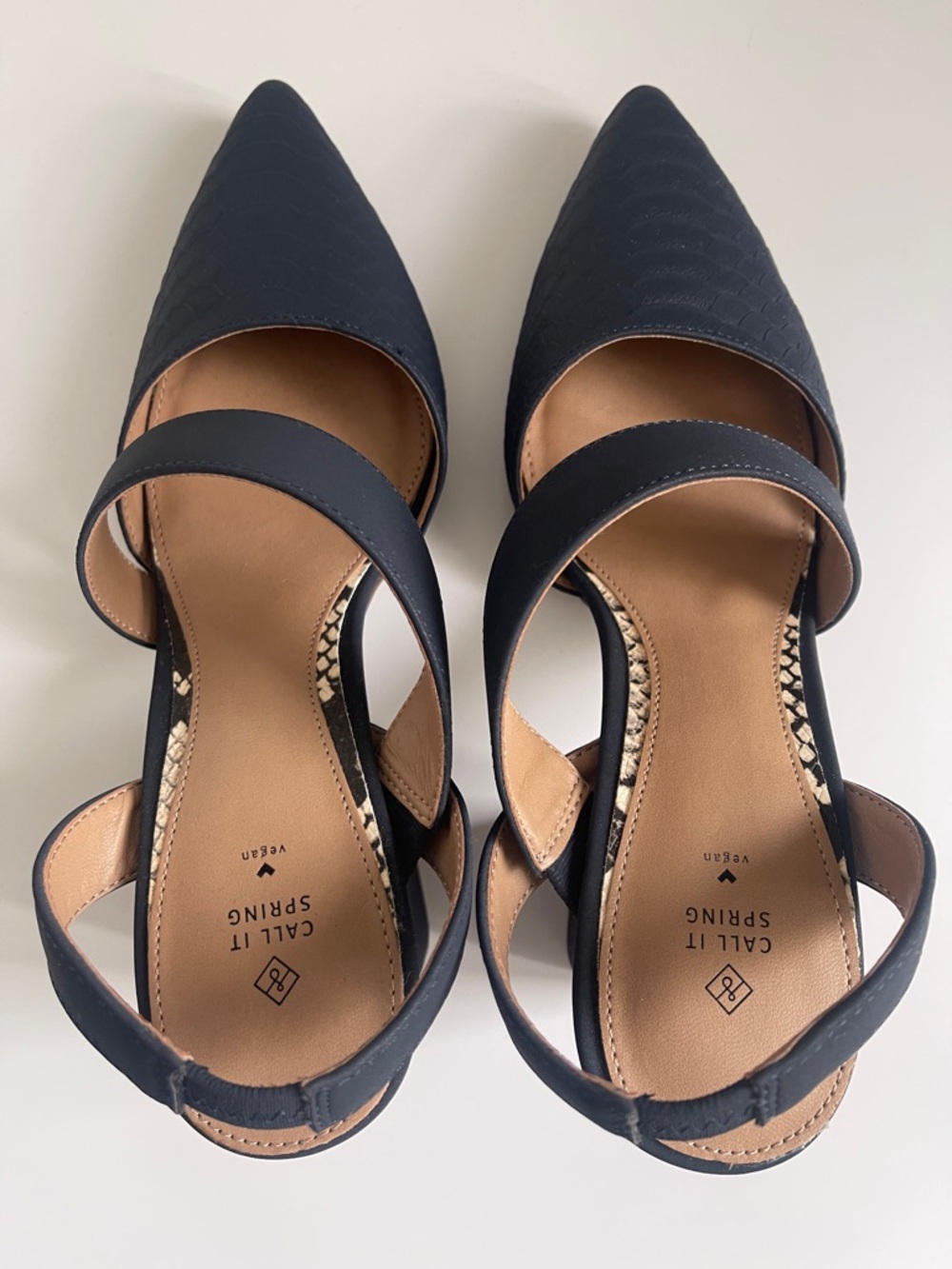 Call It Spring Navy Textured Block Heels - Picture 5 of 10